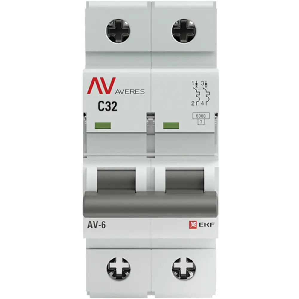 Автоматический выключатель EKF AV-6 2P C32A для защиты электроцепей 84579881 STLM-0052243 - Вид №1