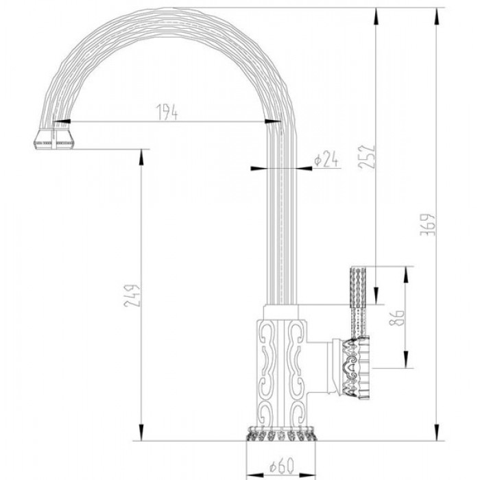 Zorg A 108K-BR Смеситель для кухни Zorg 369 х 194 мм  - Вид №2
