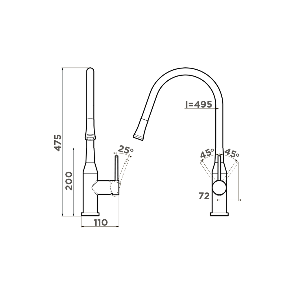Смеситель для кухни Yatomi BN-BL OMOIKIRI 4994247 - Вид №5