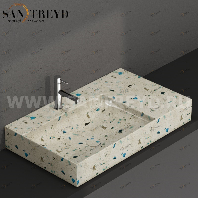 B6R80SGB Подвесная раковина настенная прямоугольная Ceramica Globo T-EDGE белая