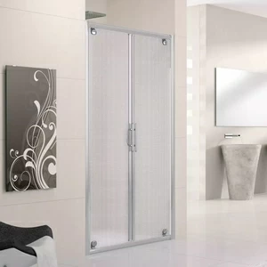 Двери в нишу 90 см LUNES B Novellini LUNES с серебристым профилем и стеклом Obscure