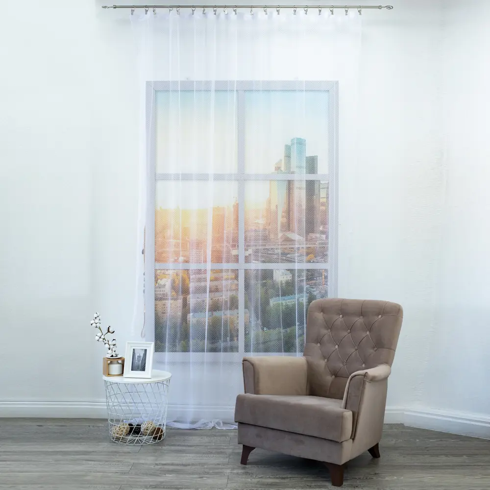 Тюль на ленте «Сетка Zigzag» 250x260 см цвет белый AMORE MIO STLM-2125674 - Вид №6