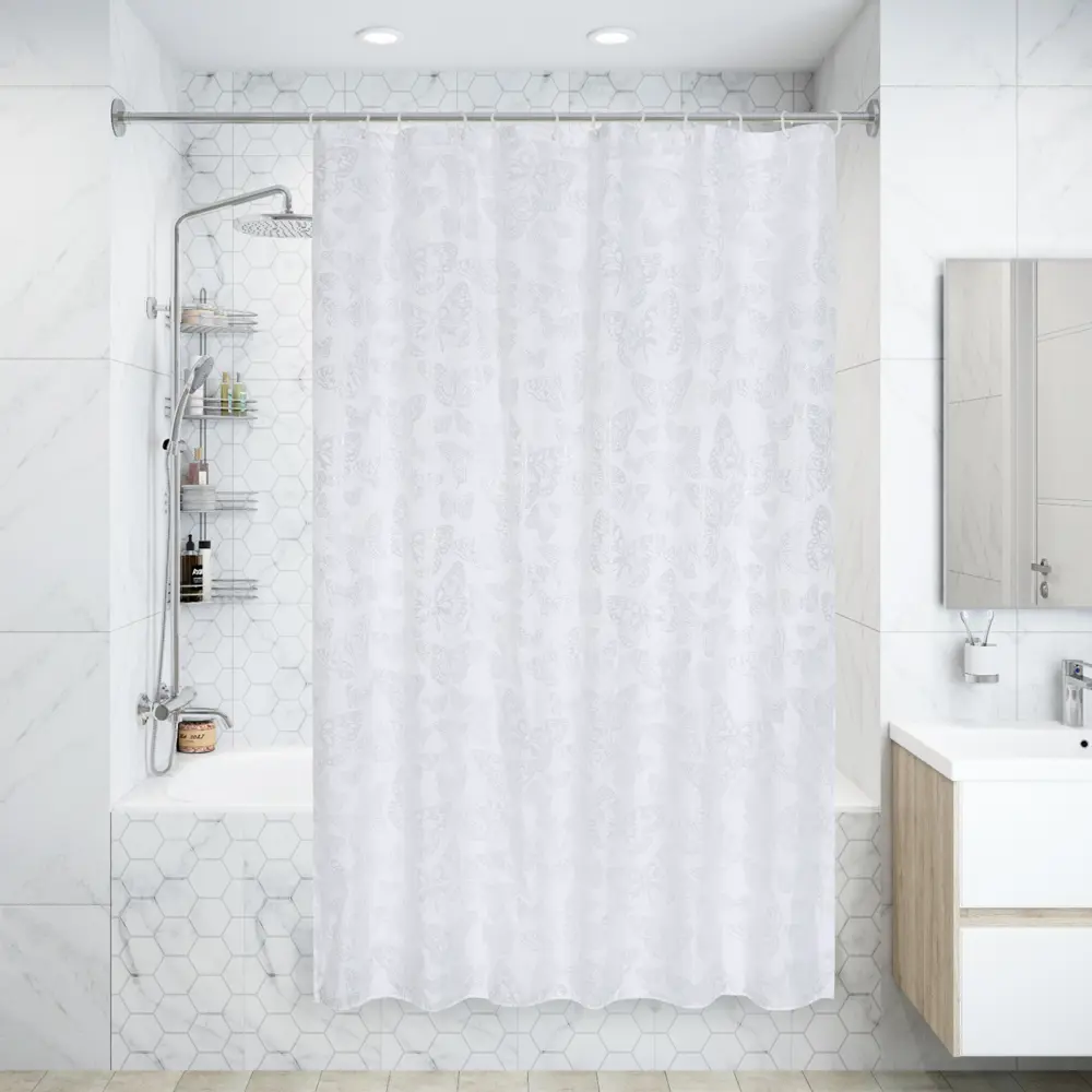 Штора для ванной комнаты Levity, 180x200 см, полиэстер SWENSA SWC-90 STLM-2117142
