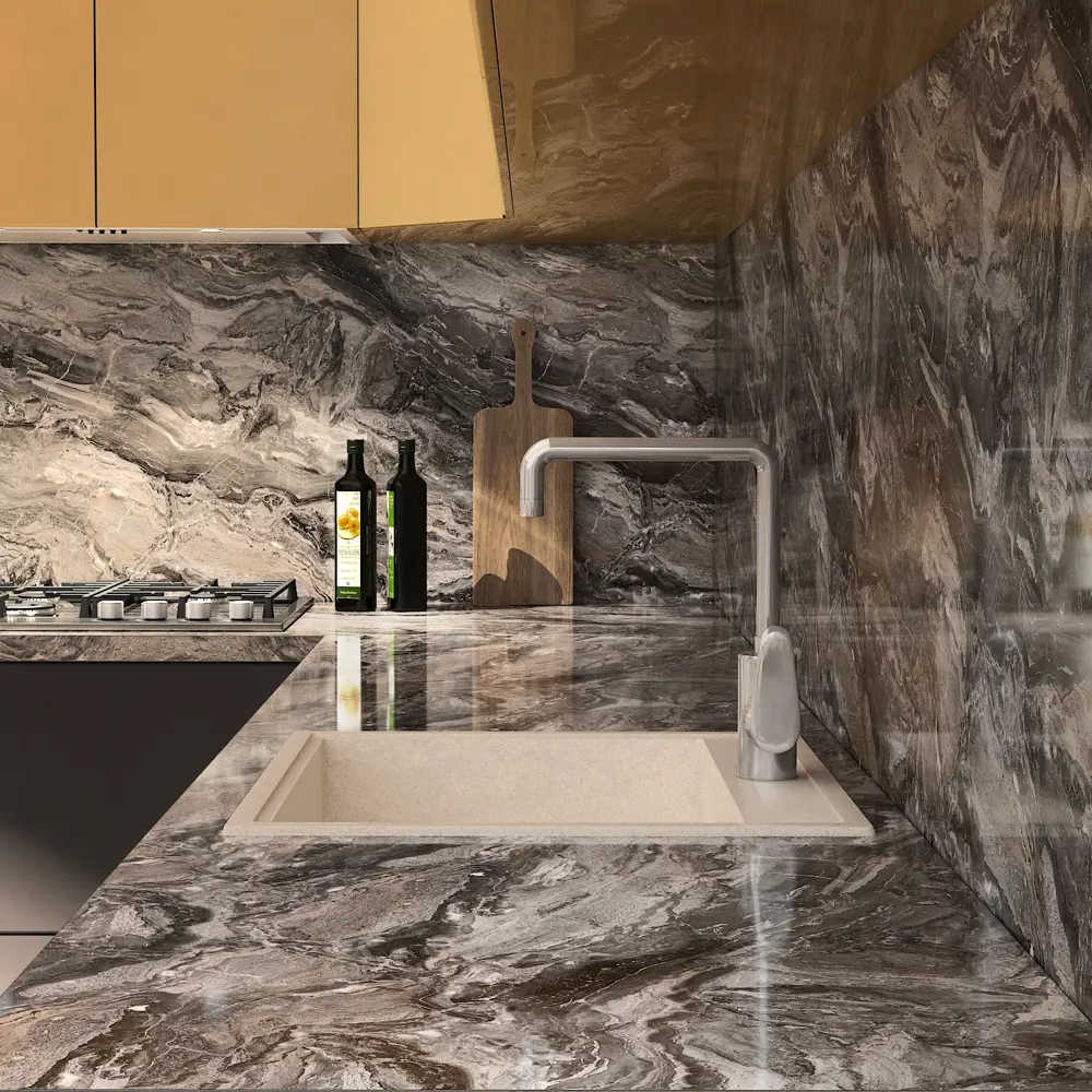 Столешница KONSENSA Рашчер 120x60x3.8 см ДСП цвет серый 89454107 STLM-2111358 ДСП Прямой угол - Вид №3