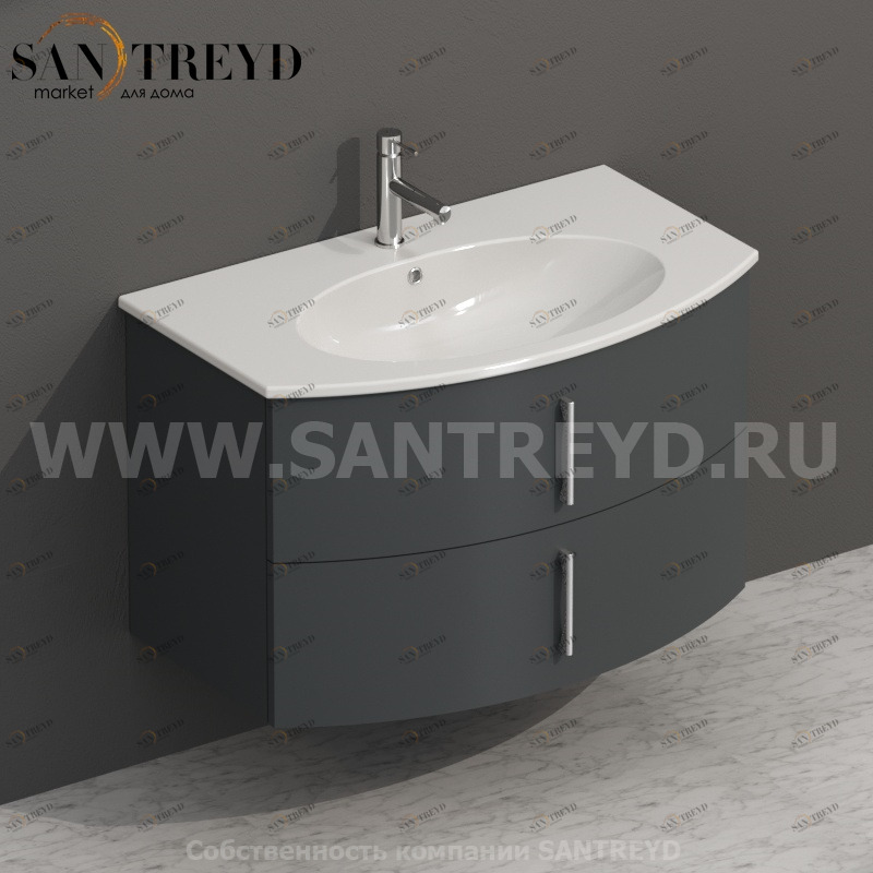 MDMC80Y093 Тумба с двумя ящиками 78 см серая Globo 4ALL Италия Ceramica Globo