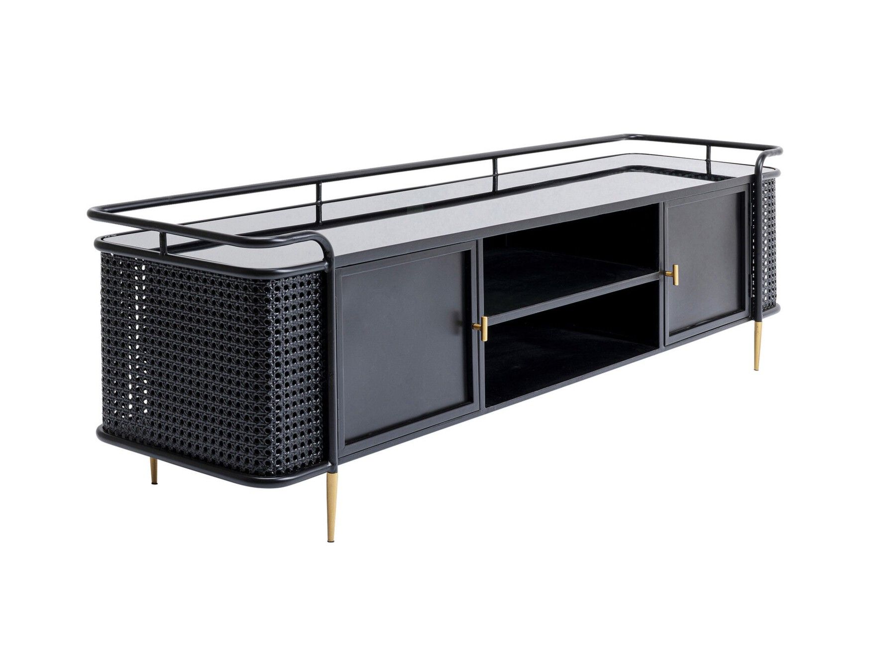 Низкий стальной шкаф для телевизора с распашными дверями KARE Design Fence ARCH-00044649 - Вид №1