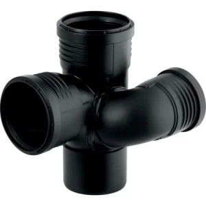 GEBERIT 390.464.14.1 Крестовина Geberit Silent-PP, левая со смещенным впуском и дополнительным отводом 87,5°