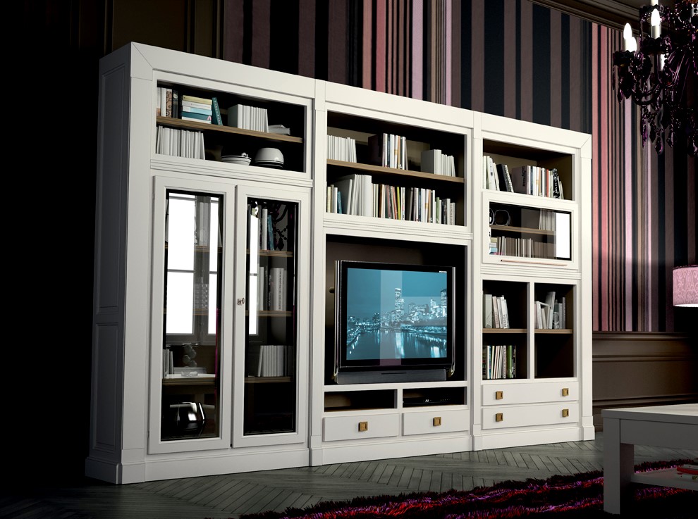 107433 Модульная стенка для гостиной Contemporaneo белая La Ebanisteria Hamster 