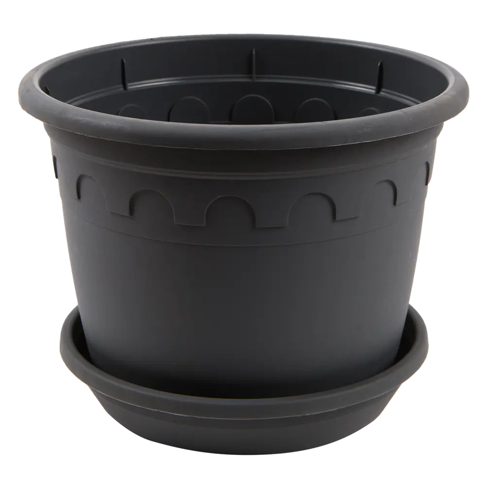 Горшок цветочный Газонcity Рома ø20 h15.3 см v3 л пластик тёмно-серый STLM-2151844