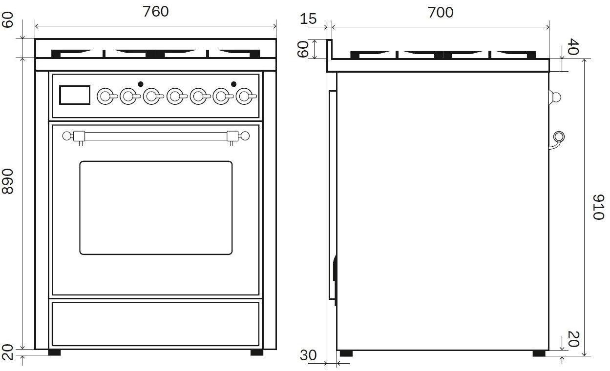 Ilve Отдельностоящая стальная кухня Majestic M30n Santreyd - Вид №2