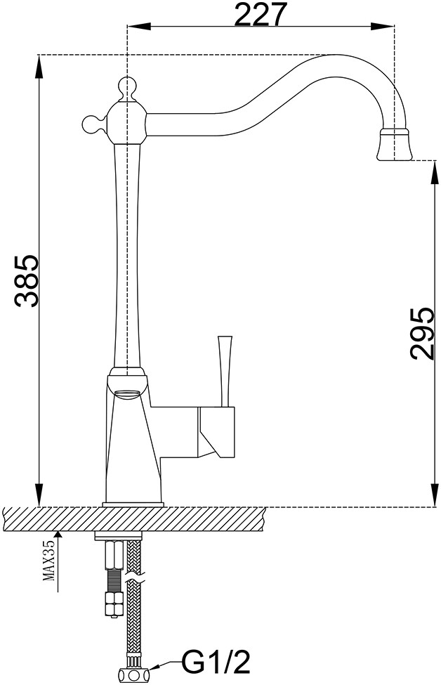 Смеситель ZorG Sanitary ZR 353 YF-BR для кухонной мойки, бронза - Вид №1