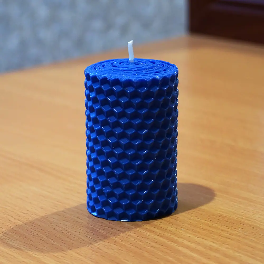 Свеча вощинная цилиндр синяя 4x6.5 см EVIS STLM-2030312 - Вид №3