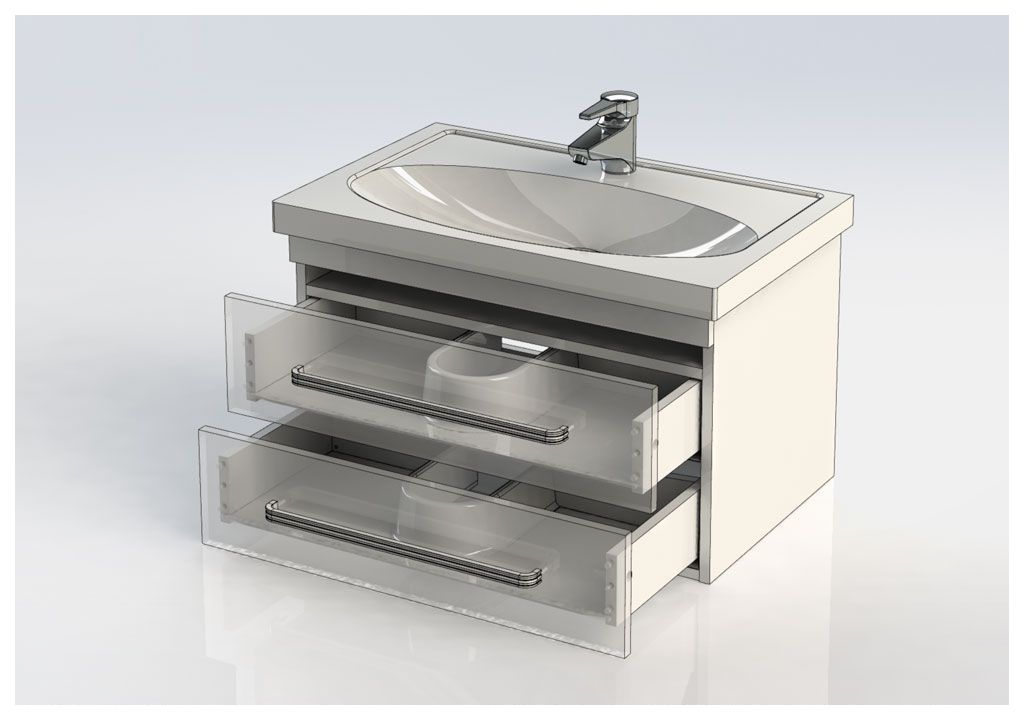Тумба под раковину Aquanet Сиена 70 белый (подвесной 2 ящика) sun-id-270649 - Вид №4