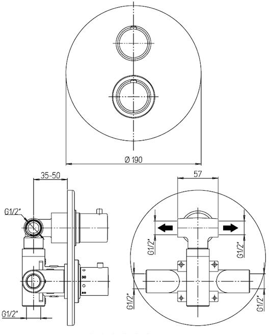 Paini Cox 78PZ691TH смеситель для душа с термостатом  - Вид №4