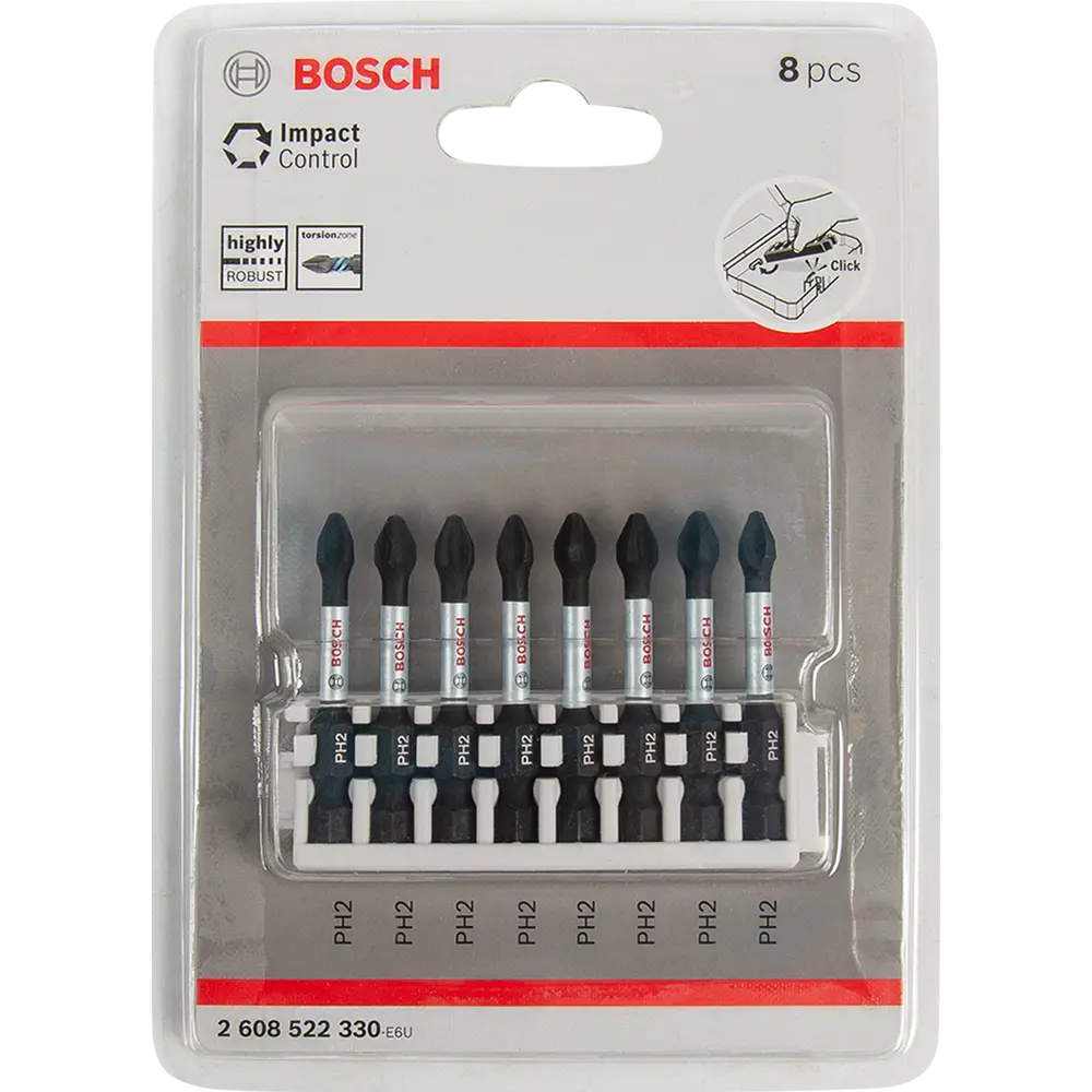 Бита ударная крестовая Bosch Impact Control 2608522330 PH2x50 мм, 8 шт BOSCH PROFESSIONAL STLM-2051575 - Вид №2