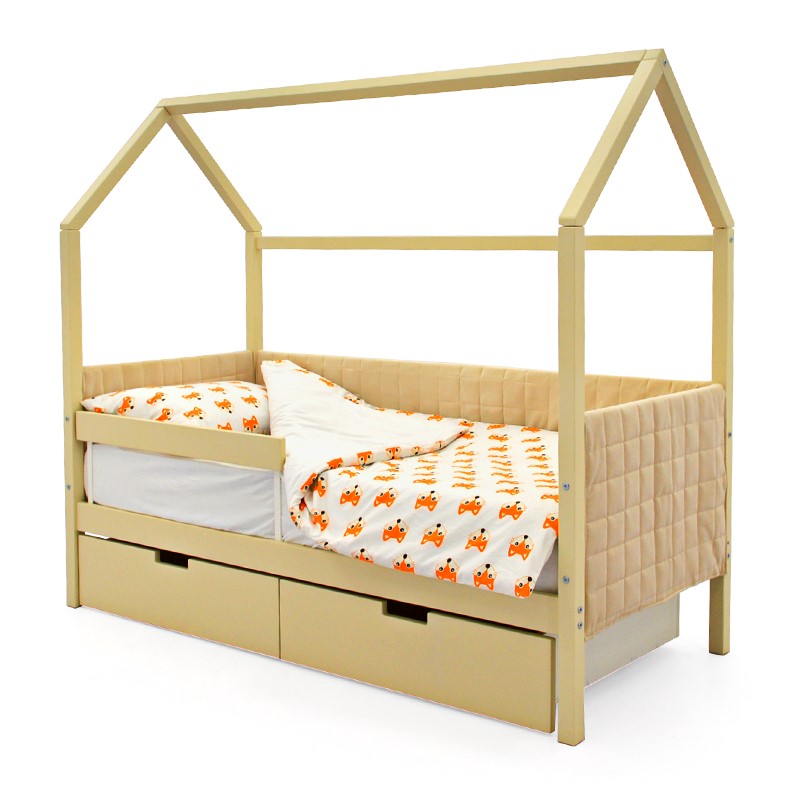 Детская кровать-домик мягкая бежевая Svogen БЕЛЬМАРКО  00-3873177 Бежевый Santreyd  - Вид №3