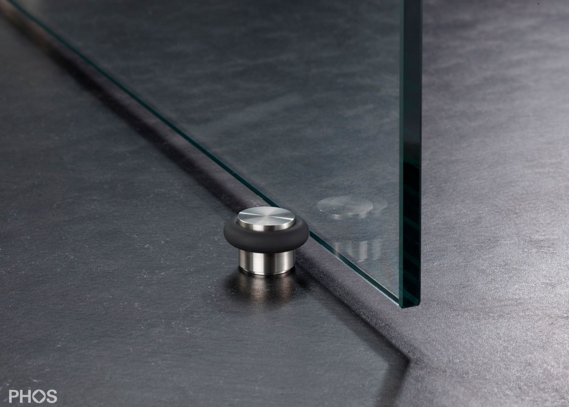 TSB25-23G Стопор для стеклянной двери, привинченный к низу, ø38 мм, высота 2,3 см. PHOS  - Вид №1