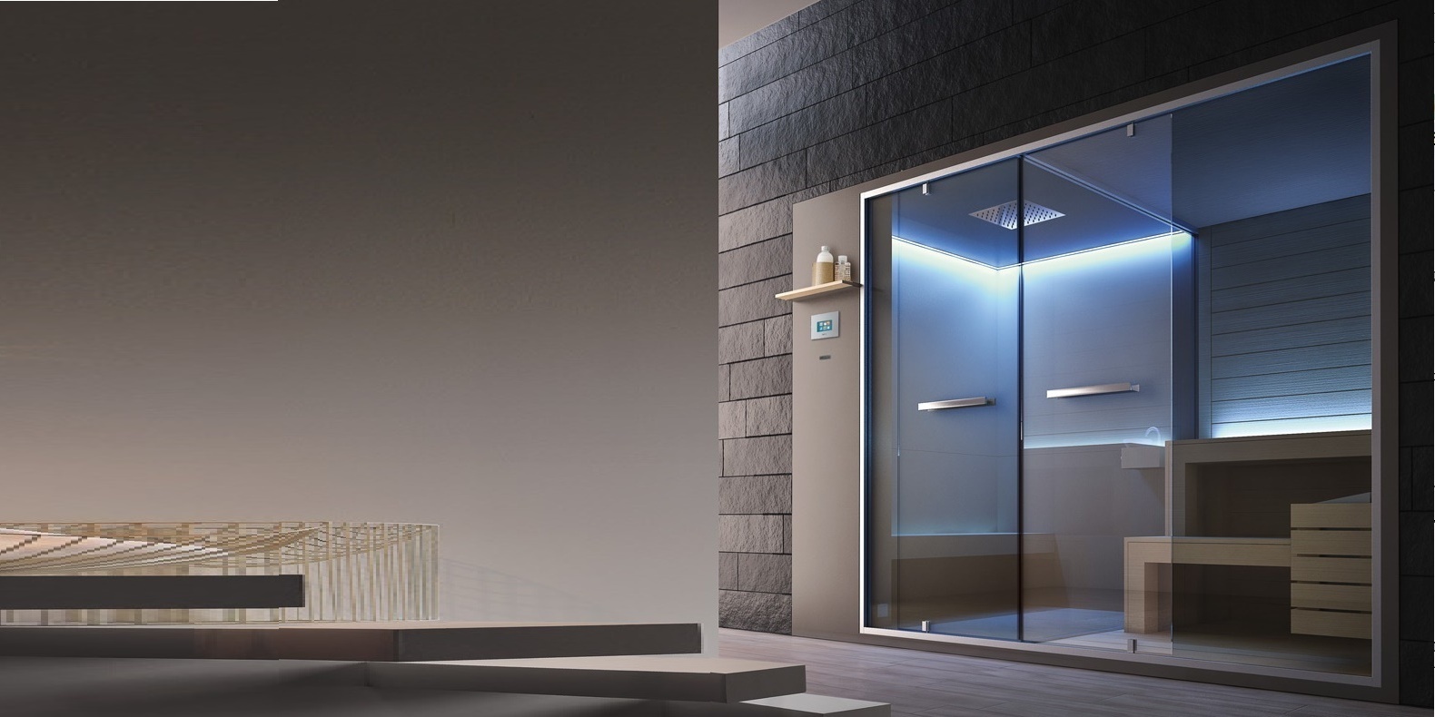 СПА: ХАМАМ С ДУШЕМ И САУНА 310 УГЛОВАЯ ETHOS Gruppo Geromin SSAET6E3DH - Вид №2