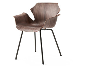 Стальной и деревянный стул с подлокотниками