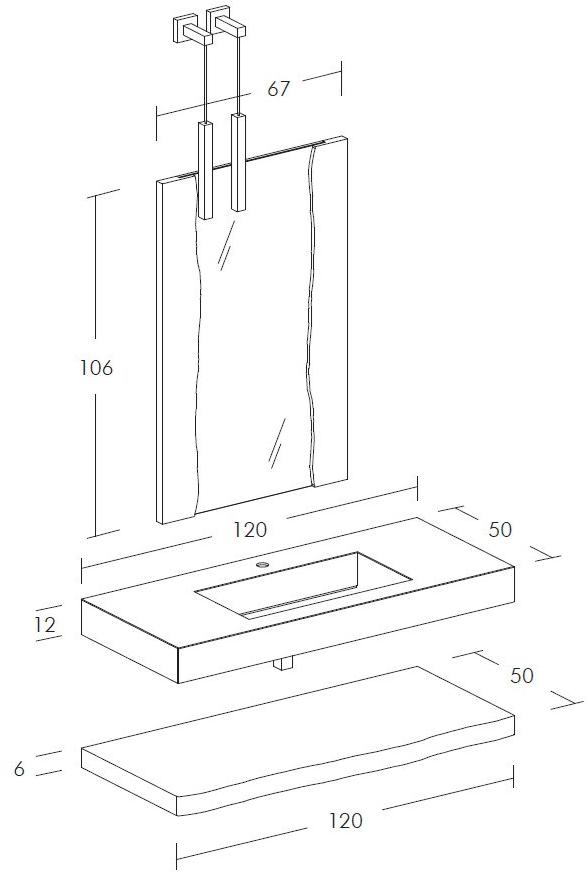 LEGNOBAGNO Подвесной туалетный столик с зеркалом Life sun-id-1351158 - Вид №4