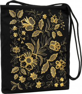 10660444 Торжокские золотошвеи Сумка "Серебрянный букет" креп (атлас) Разм. 31*25*4 Мод. 336 Бархат