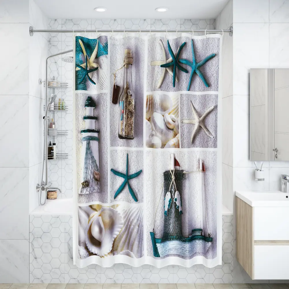 Штора для ванной комнаты «Cruise» 180х200 см цвет белый SWENSA SWC STLM-2009416