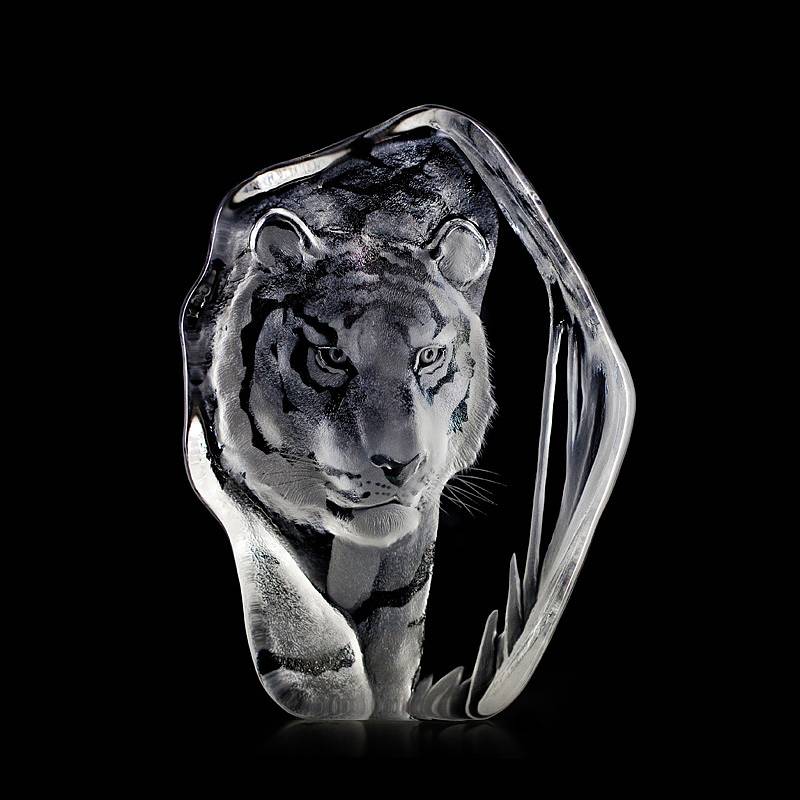 33378 Скульптура из прозрачного хрусталя "Тигр", 160/220 мм. Maleras 