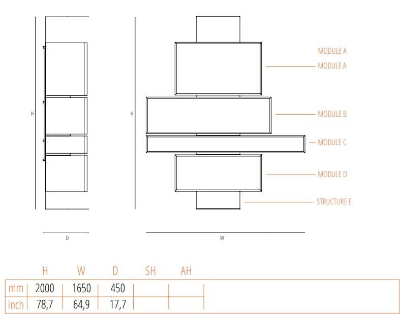 Настенный шкаф для хранения с откидными дверцами и ящиками Wiener GTV Design NYNY ARCH-00025530 - Вид №5