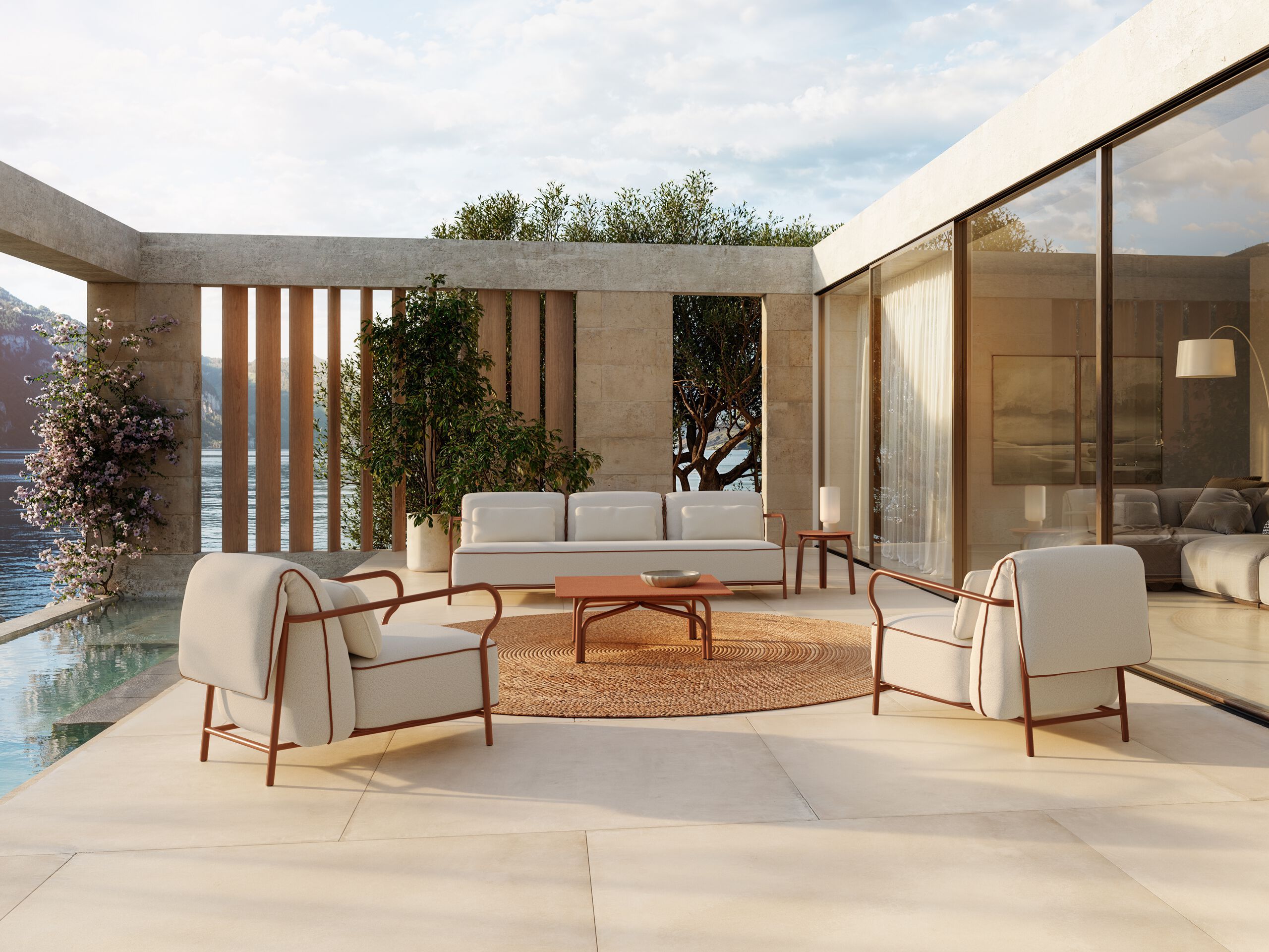 Алюминиевый низкий круглый садовый столик Unopiù Salò ARCH-00027939 - Вид №7