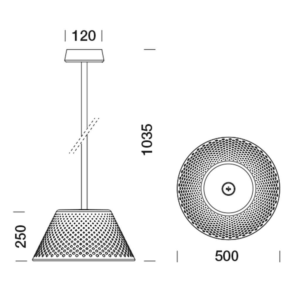 3270816 Потолочный светильник Platek MESH XL Soffitto  MESH XL h. 1035 mm - LED 3000K 75°  - Вид №10