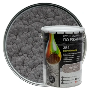 Грунт эмаль по ржавчине 3 в 1 гладкая Dali Special молотковая цвет серый 5 кг