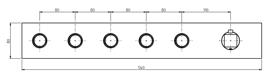 Термостатический смеситель для душа с 6 отверстиями из нержавеющей стали Rubinetterie Frattini Aline ARCH-00137337 - Вид №2