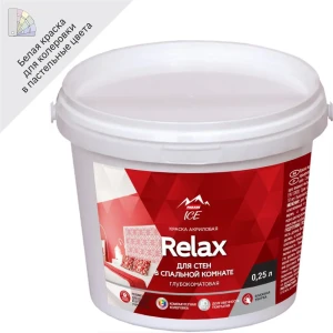 Краска для стен в спальне Parade Relax глубокоматовая цвет белый база А 250 мл