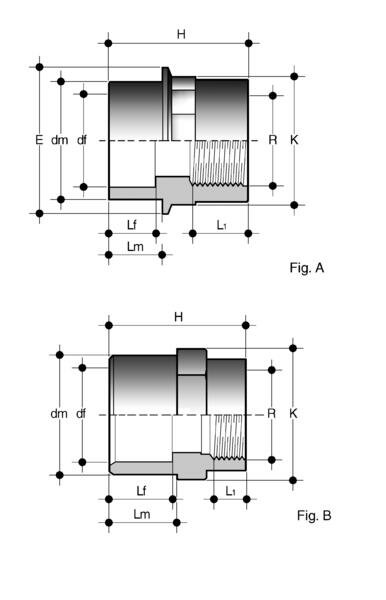 SANIT 194093511 Переход совместного ниппель, PVC-U, с клеем или рукав выхлопной трубы / резьбовой втулки  - Вид №1
