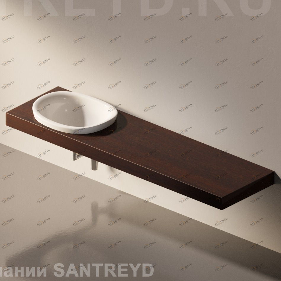 Flaminia IO e SI Столешница с отверстием под раковину от 80 до 150 см темный дуб IO60M2.WD Ceramica Flaminia IO60M2WD