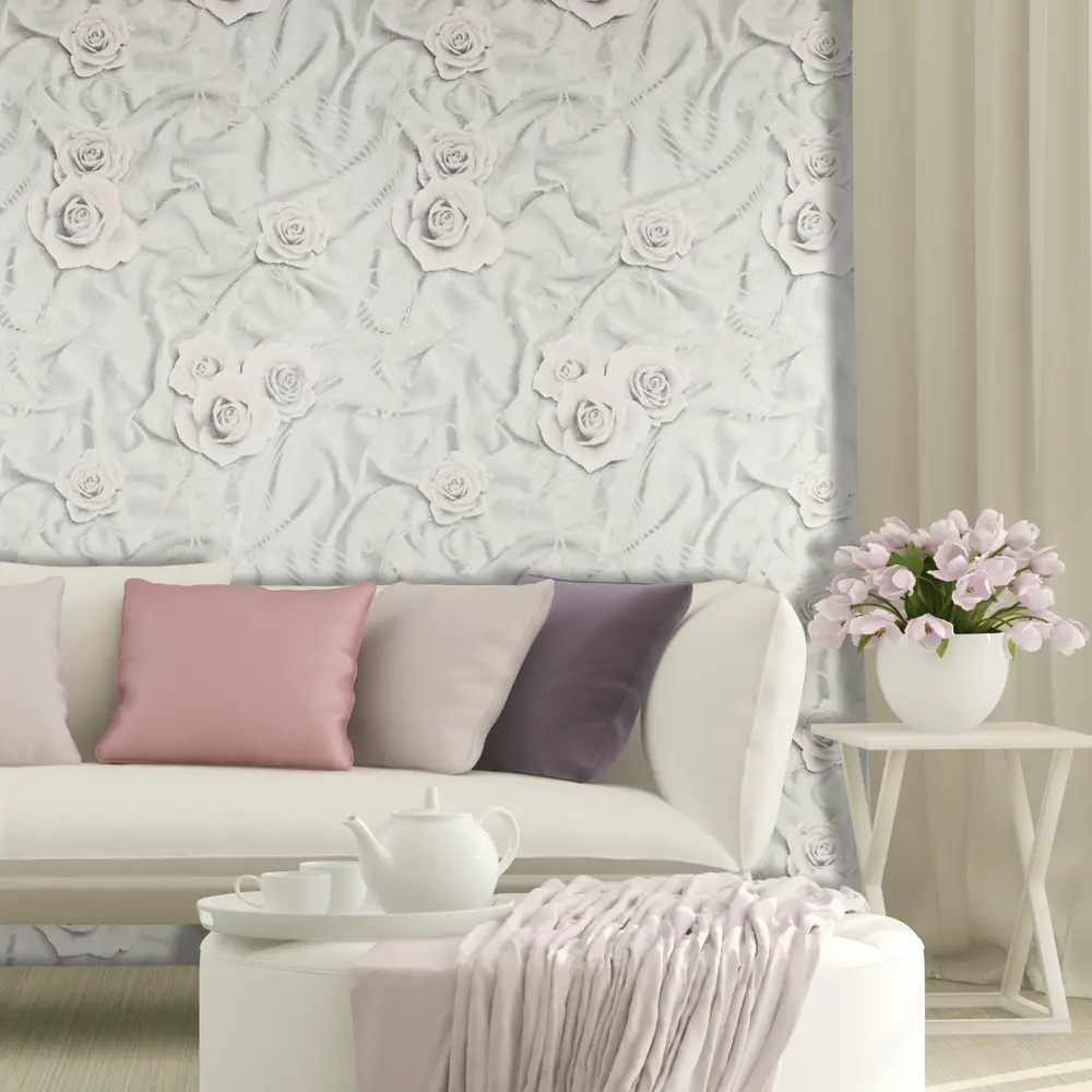 Обои флизелиновые Belvinil Шелк серые 1.06 м 0203-21 (11ЭСБ3) STLM-2022461 - Вид №2