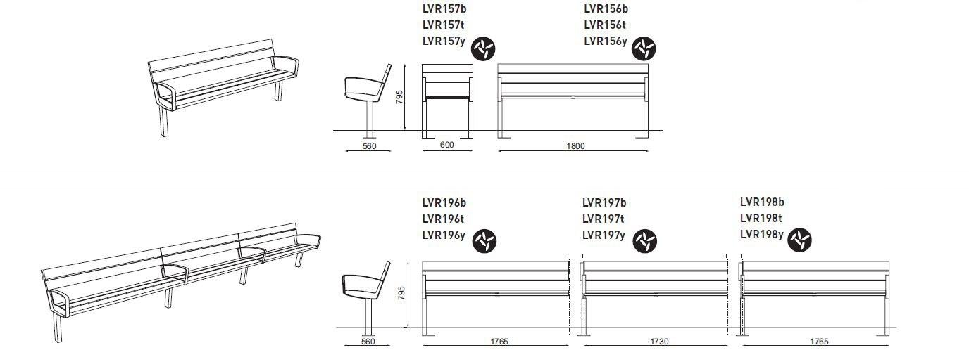 mmcité1 Скамья с подлокотниками со спинкой sun-id-1411927 - Вид №7