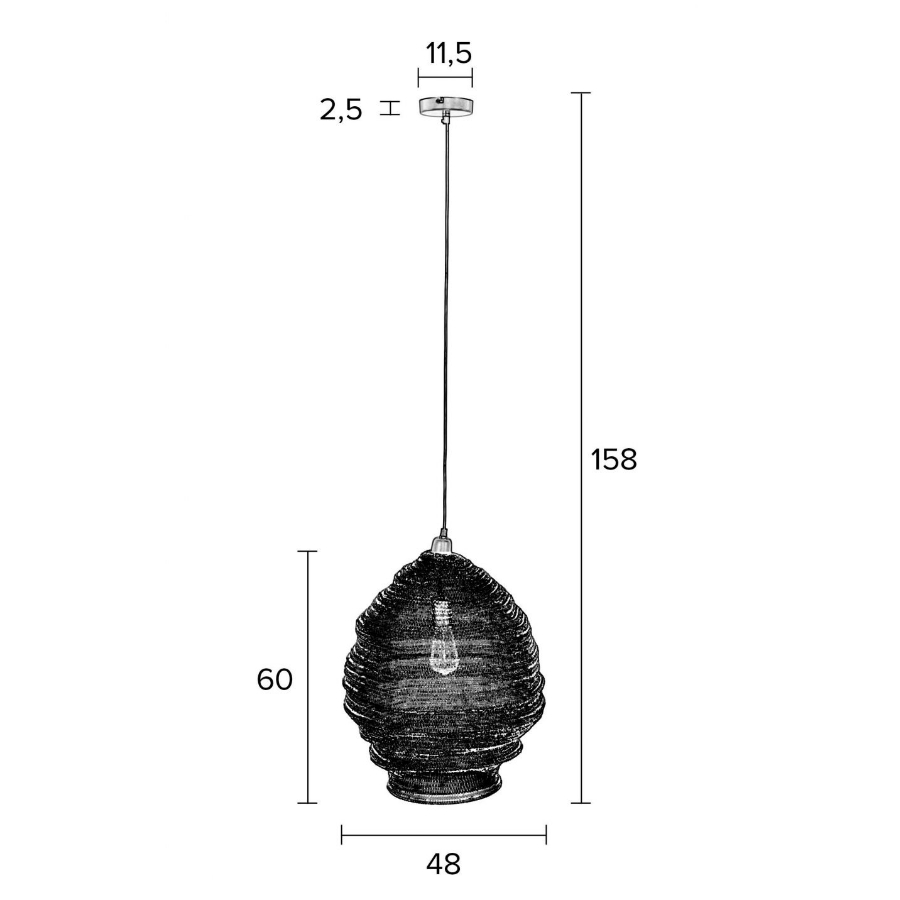 Лампа подвесная Lena L, черная White Label Living 5300144 - Вид №8