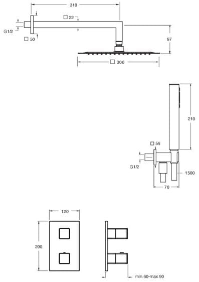 Термостатический набор для душа на открытом воздухе с ручным душем CRISTINA Rubinetterie дополнения-выбор ARCH-00061402 - Вид №2