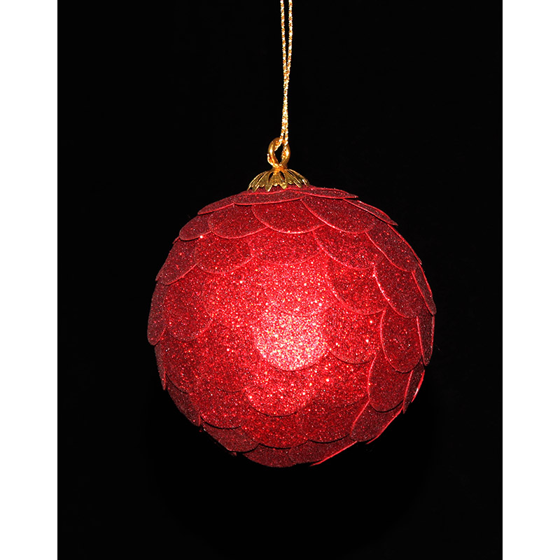 Шар новогодний красный с блестящими чешуйками Paper ball, 10 см ENJOYME  253101 Красный  - Вид №2