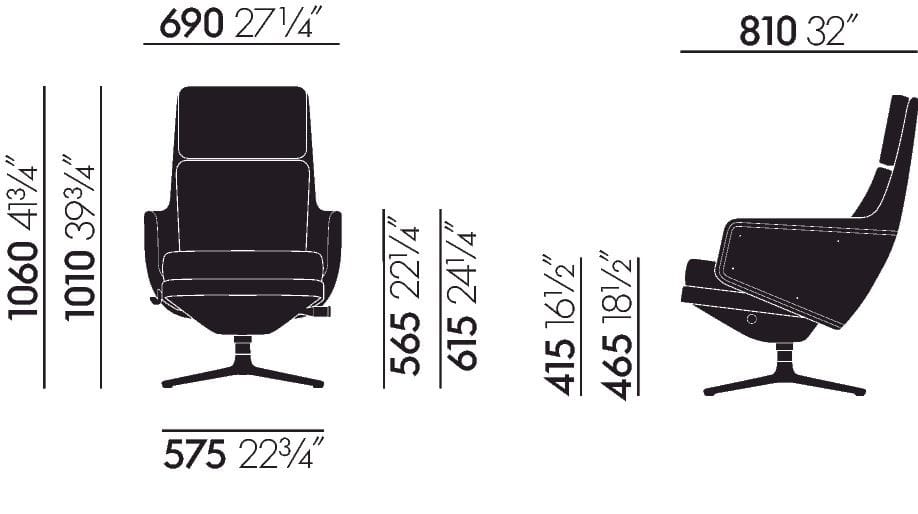 Ткань спиц кресло с подлокотниками VITRA Grand Relax ARCH-00109996 - Вид №15