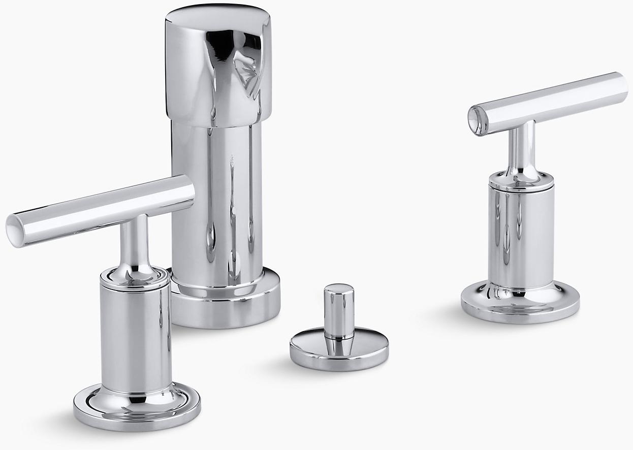 KOHLER Purist Вертикальный смеситель для биде с рычажными ручками K-14431-4-CP  - Вид №1