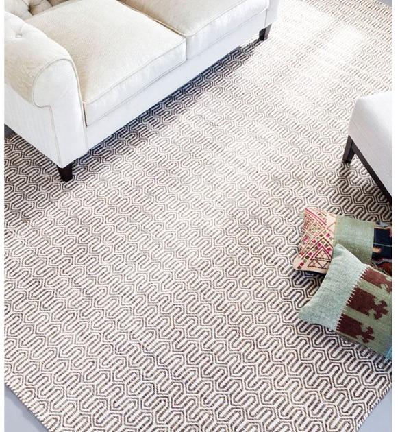 Gancedo Прямоугольный шерстяной коврик с геометрическими мотивами Dhurries sun-id-1442383 - Вид №4