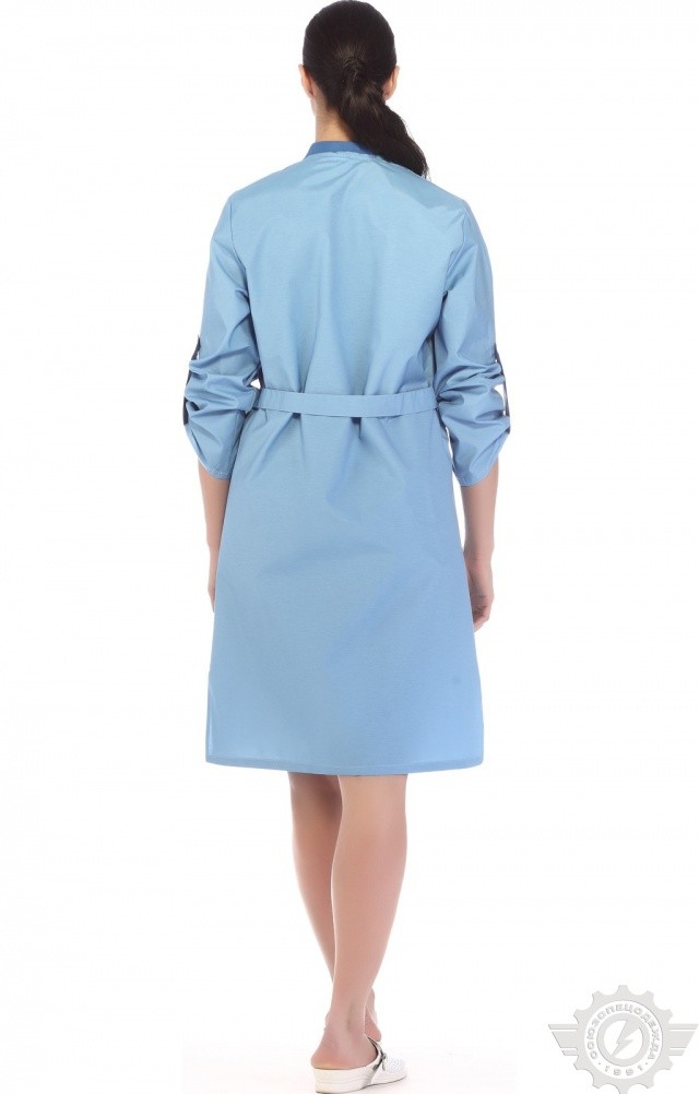 61739 Халат "Радуга" длинный рукав голубой  Одежда для обслуживающего персонала  размер 62 Спецодежда  - Вид №9