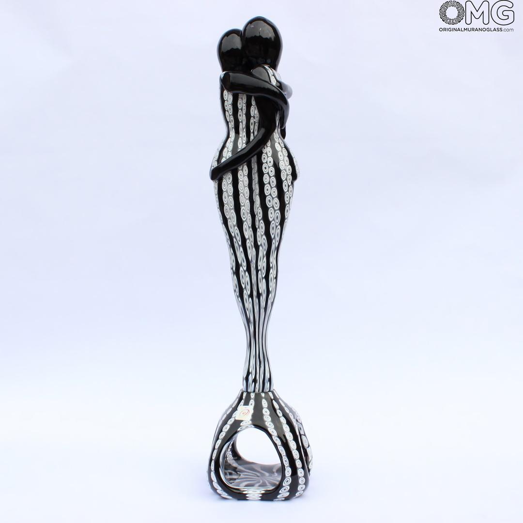 2014 ORIGINALMURANOGLASS Скульптура Объятие влюбленных с чёрно-белыми мурринами - муранское стекло OMG 12 см  - Вид №1