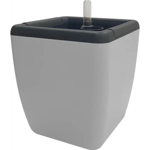 Горшок цветочный с автополивом Ingreen 19х19х24.4 см v5 л с автополивом пластик светло-серый