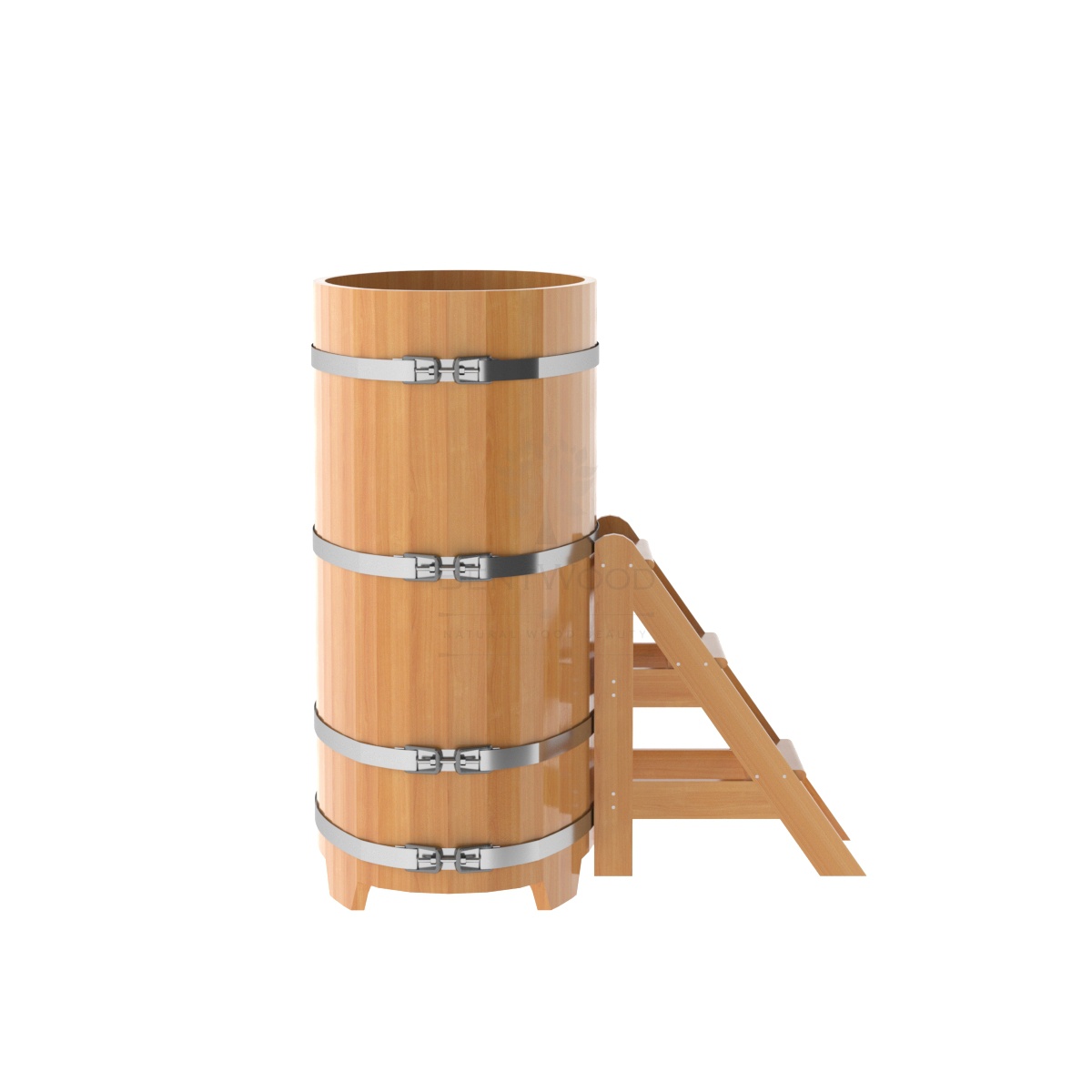 1139 Купель овальная из лиственницы 0,69х1,31х1,4 натуральная премиум Alyarus  - Вид №2