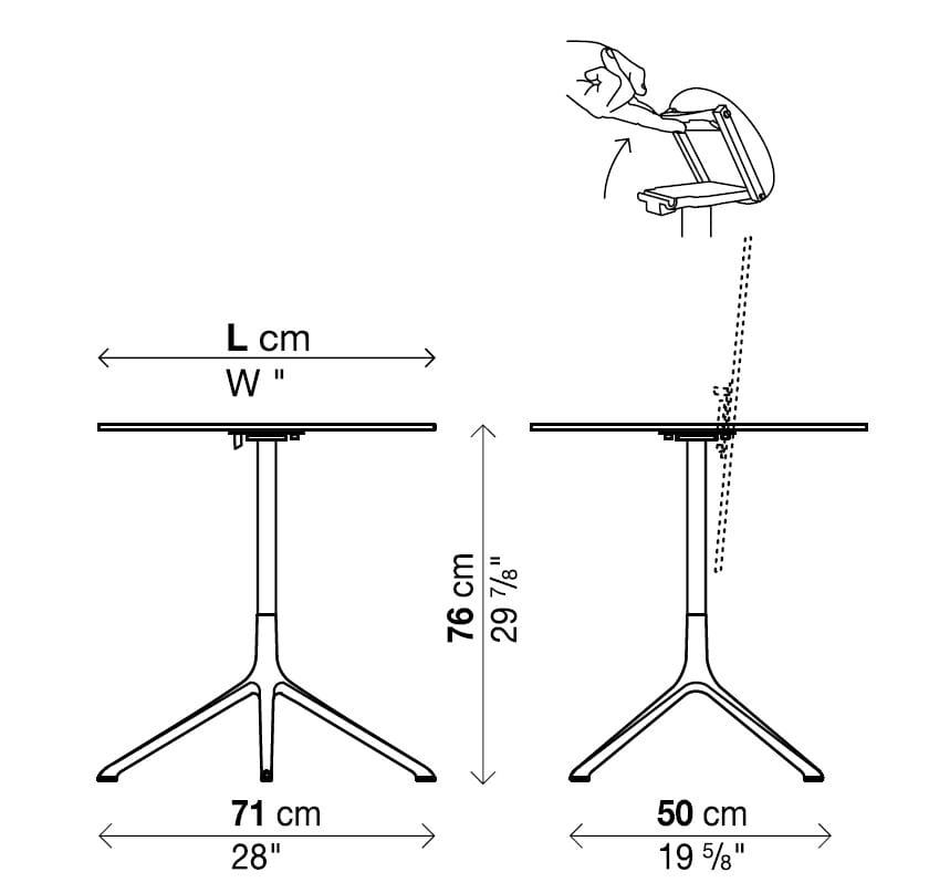 Квадратный стол с откидным верхом из литого алюминия Kristalia ARCH-00078019 - Вид №4