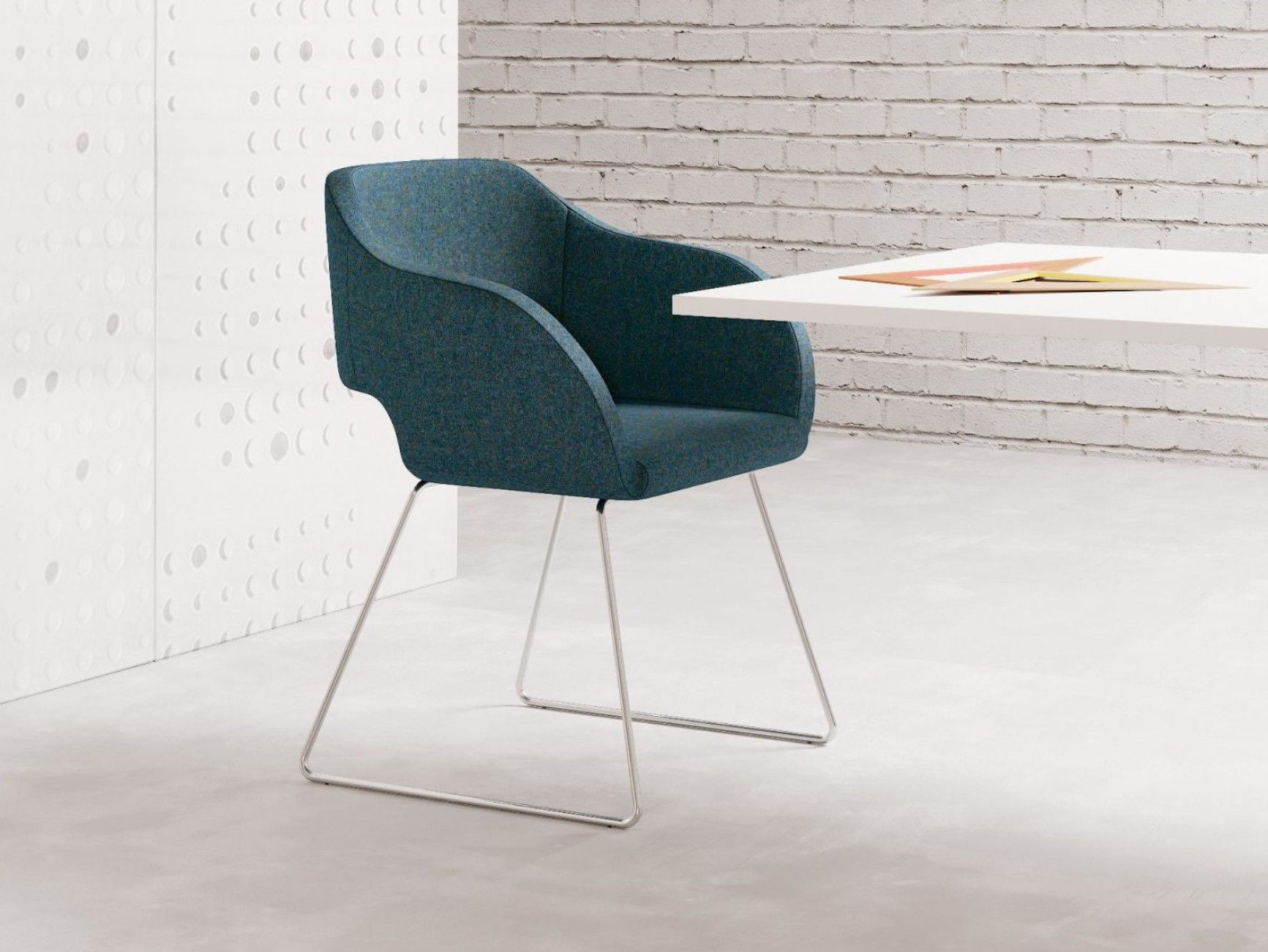 Стул для салазок из ткани с подлокотниками для залов ожидания Las Mobili REGIA ARCH-00100827