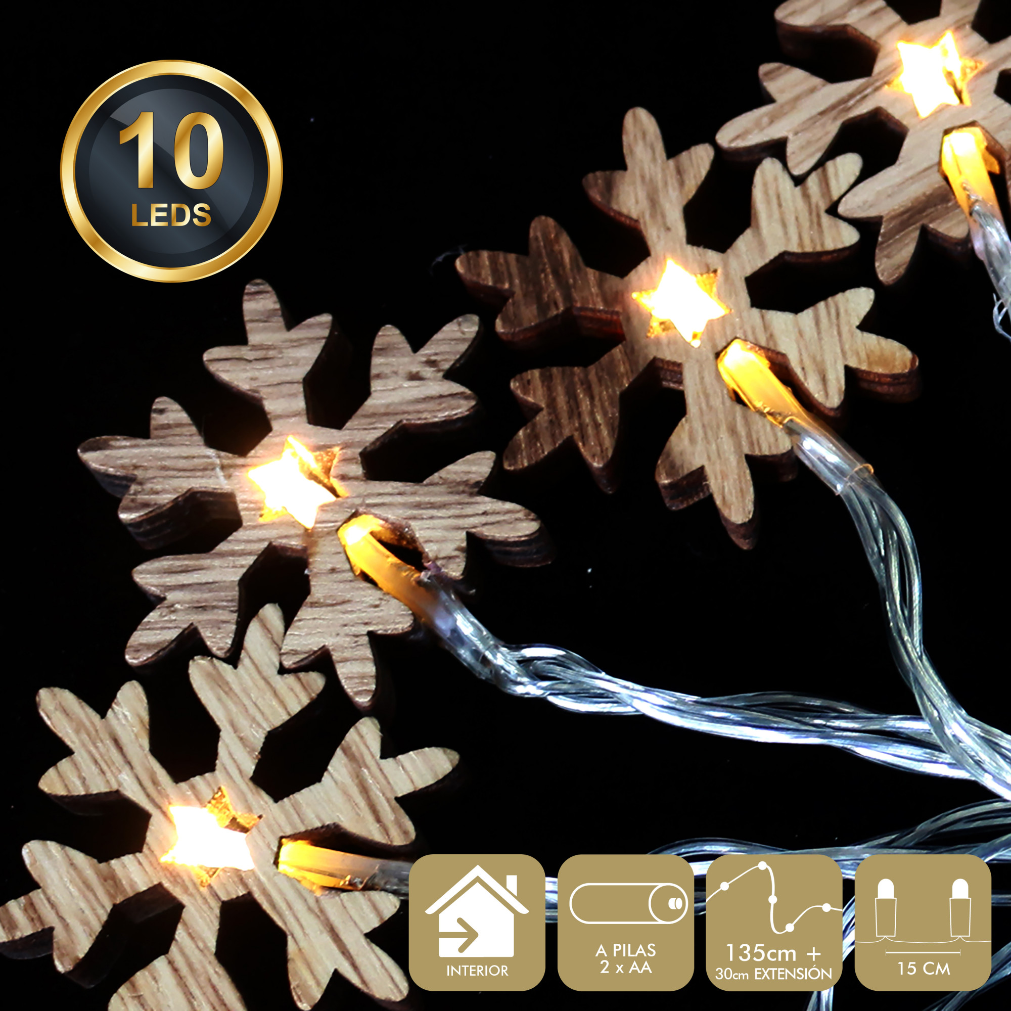 DZ-087-471 ГИРЛЯНДА 10LED SNOW STAR (2 X AA) TO4ROOMS 